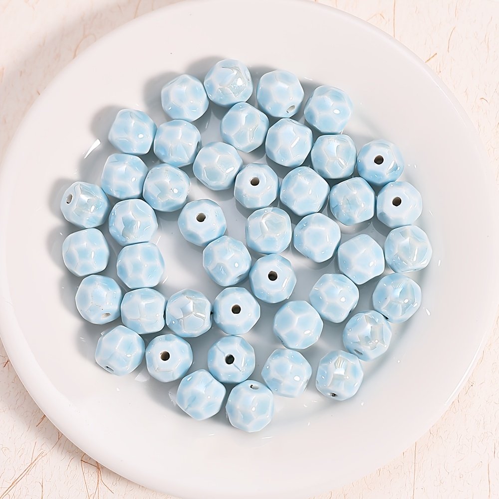 13pcs Ceramic Cut Face Round Beads for Handmade Jewellery Making